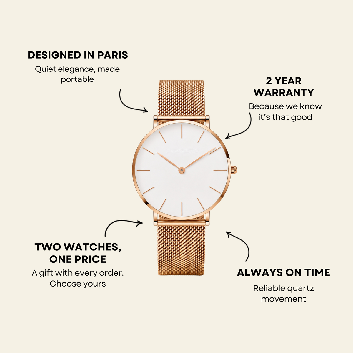Trocadéro Watch Blush, women's watch in Blush by Lumière, image 6