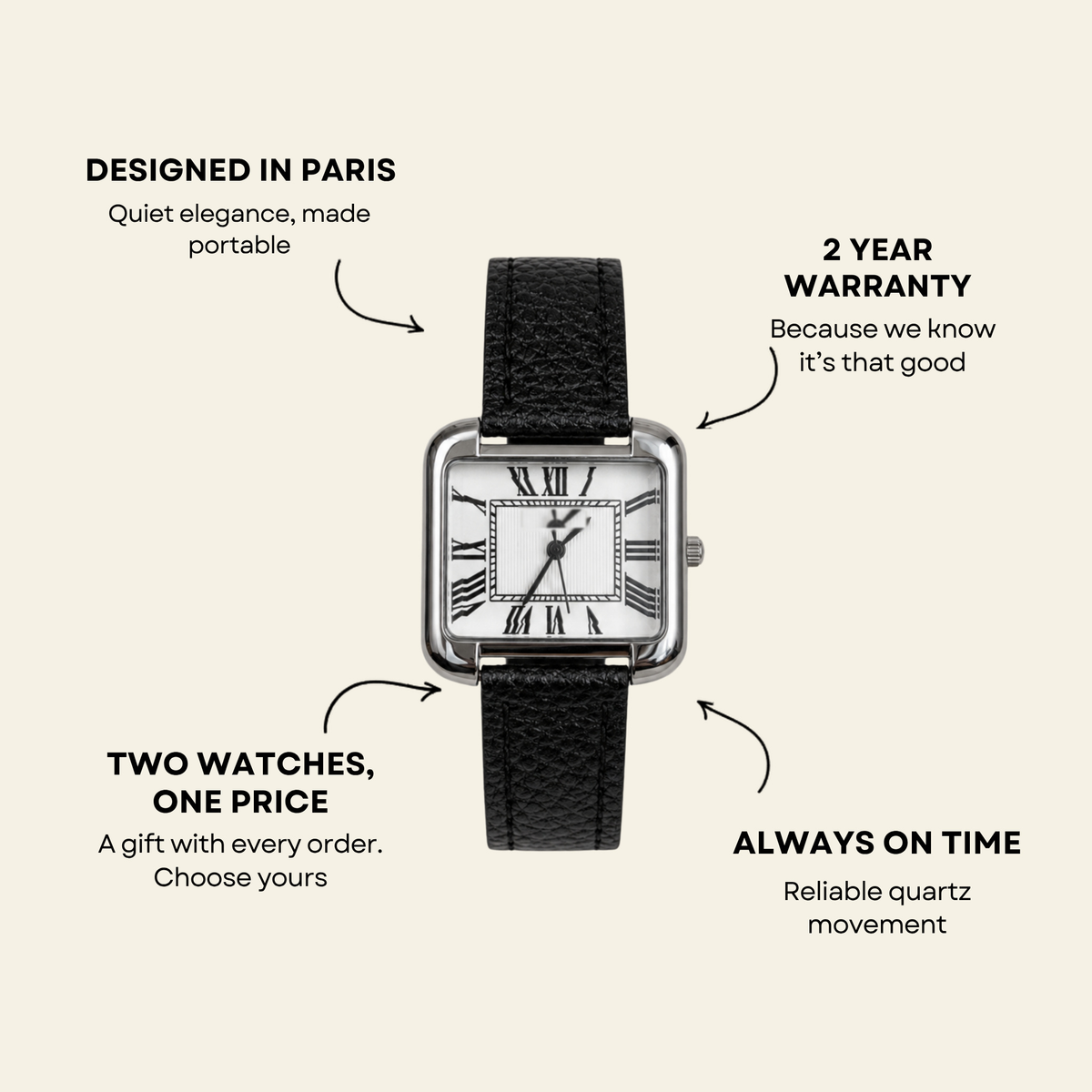 Concorde Watch Black, women's watch in Black by Lumière, image 7