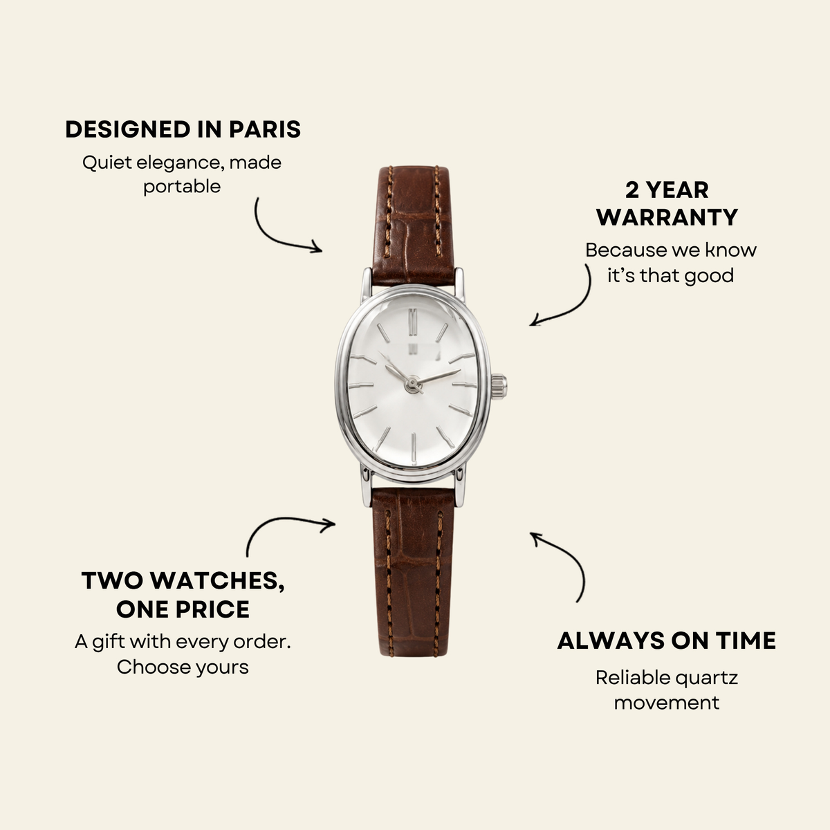 Madeleine Watch Cognac, women's watch in Cognac by Lumière, image 7