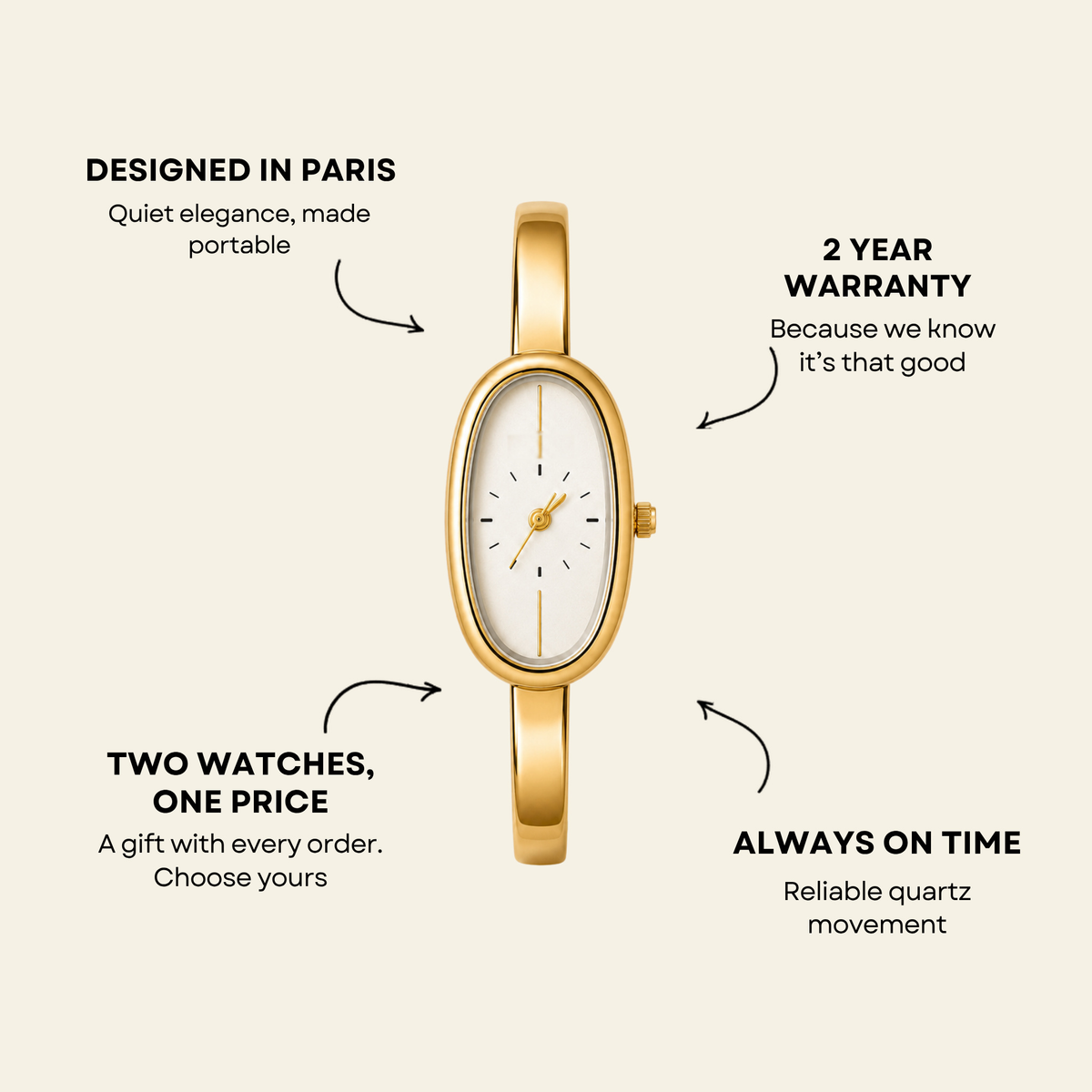 Passy Watch Gold, women's watch in Gold by Lumière, image 6