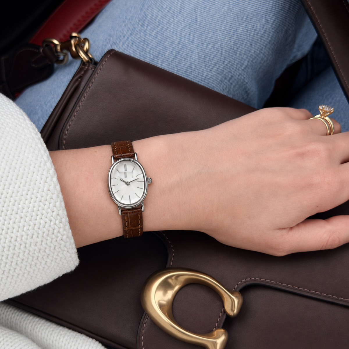 Madeleine Watch Cognac, women's watch in Cognac by Lumière, image 12