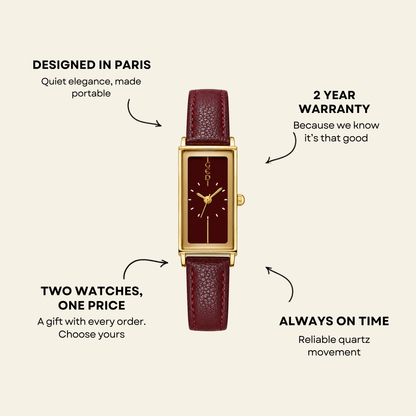 Montaigne Watch Burgundy, women's watch in Burgundy by Lumière, image 7