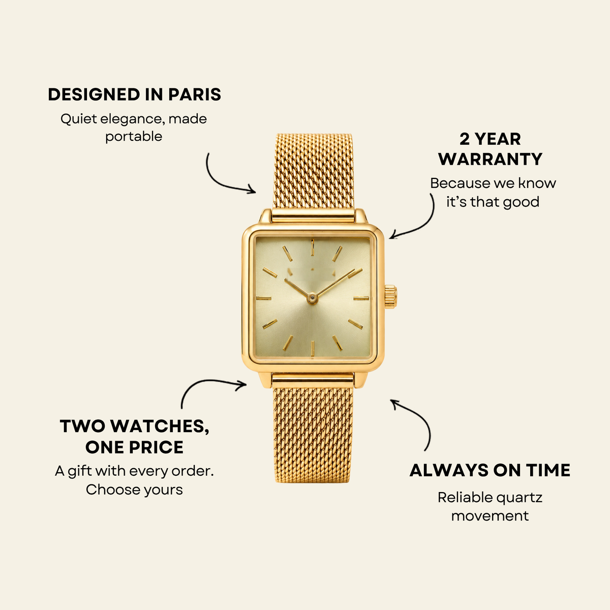 Trocadéro Watch Champagne, women's watch in Champagne by Lumière, image 6